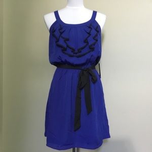 3/$15 NWT $80 EXPRESS blue black Ruffle flirty dress S